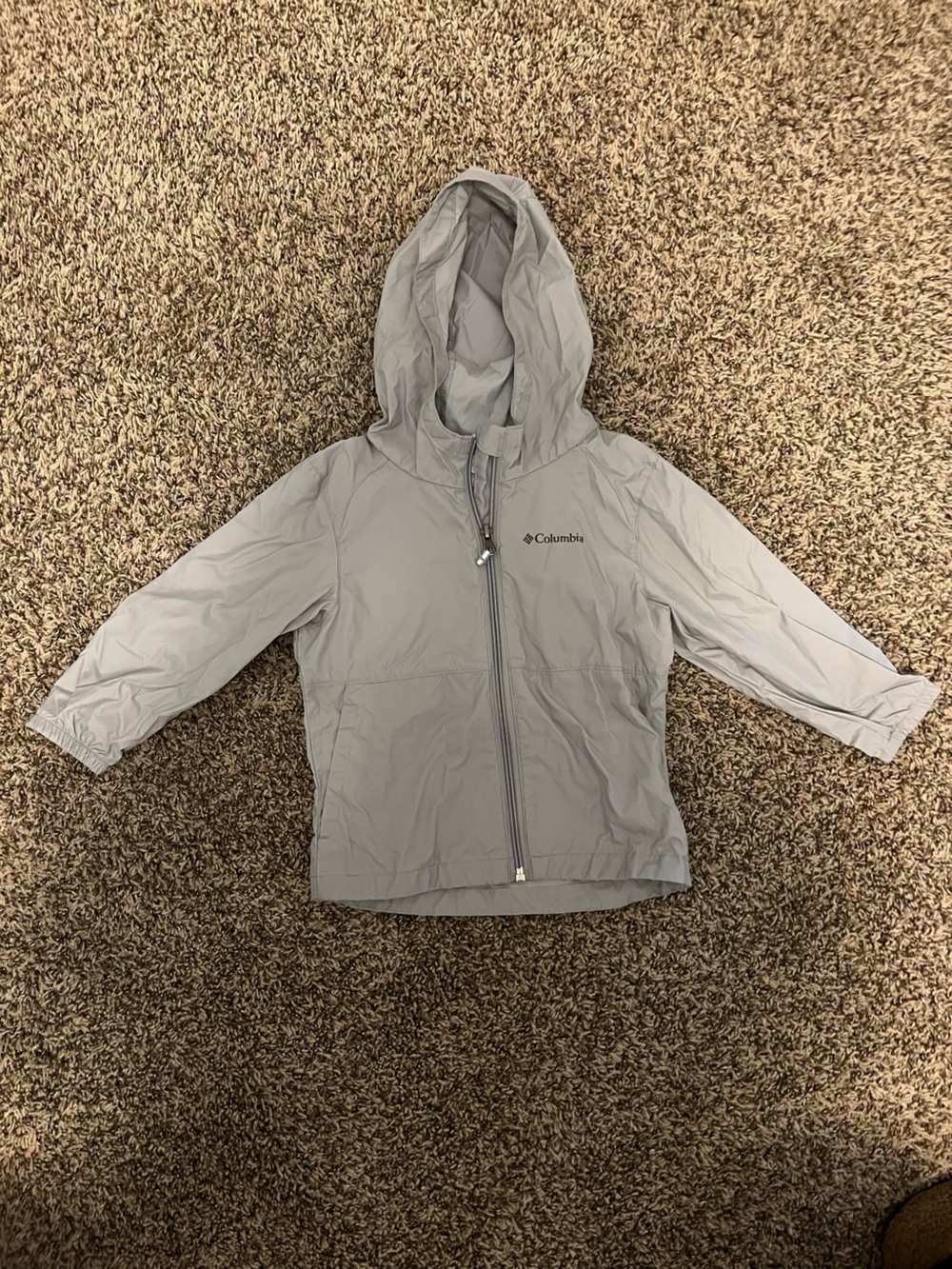 Columbia Kids Light Gray Hooded Rain Jacket